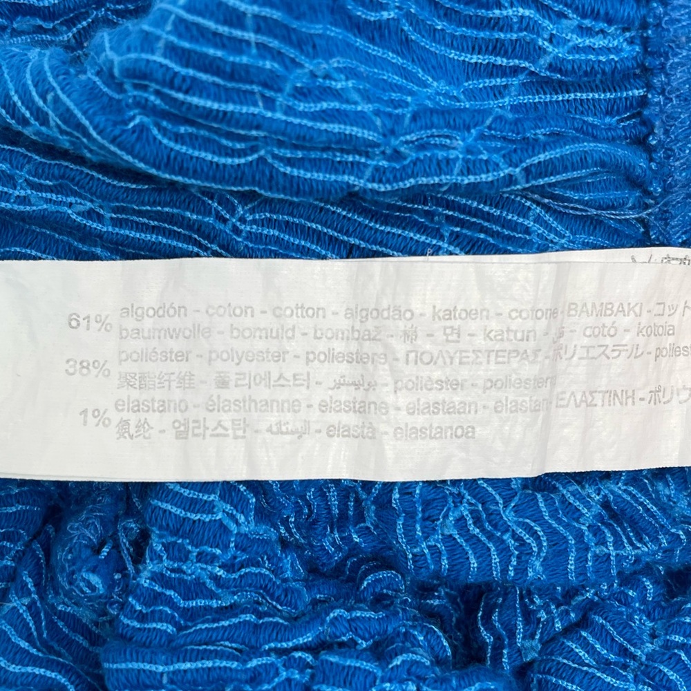 Zara Balloon Puff Sleeve Electric Blue Textured Crop Top Women’s Size S - Picture 9 of 9